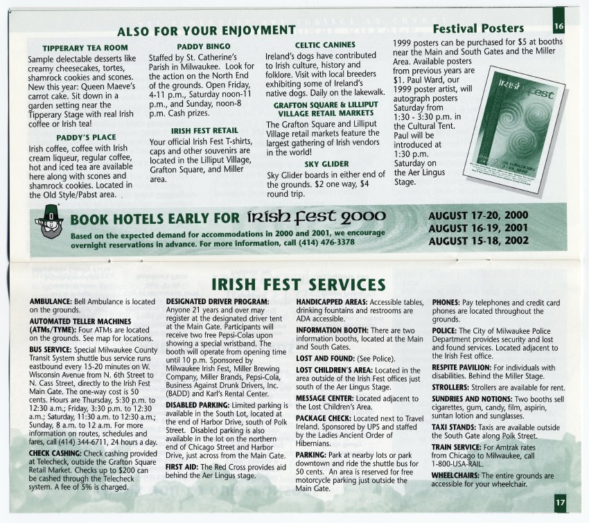 Milwaukee Irish Fest Grounds Brochure, 1999